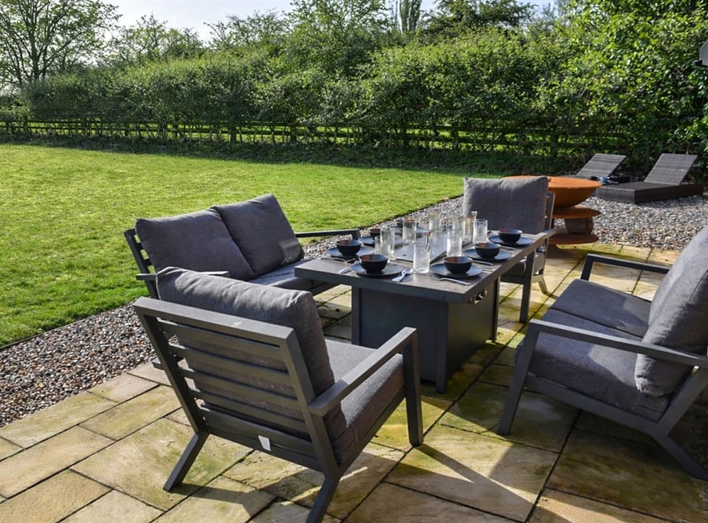 Outdoor eating area at South Barn in Heydon, Norfolk
