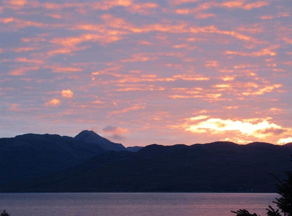Glorious sunsets can be seen on the island at South Bay Cottage in Saasaig, Teangue, Isle of Skye., Great Britain