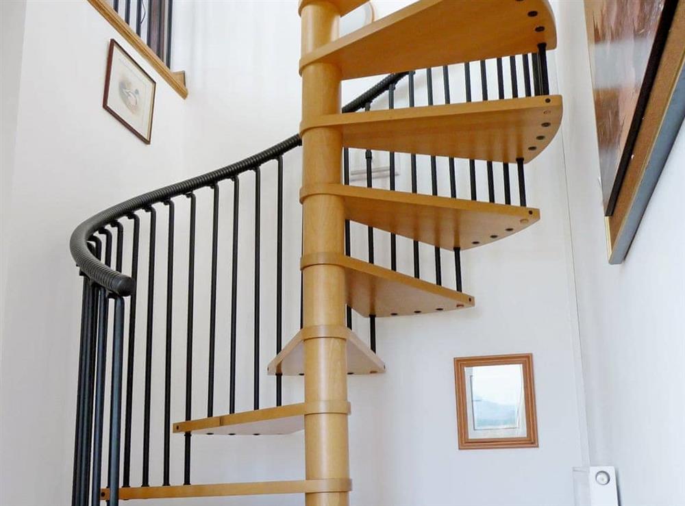 spiral staircase at South Bay Cottage in Saasaig, Teangue, Isle of Skye., Great Britain