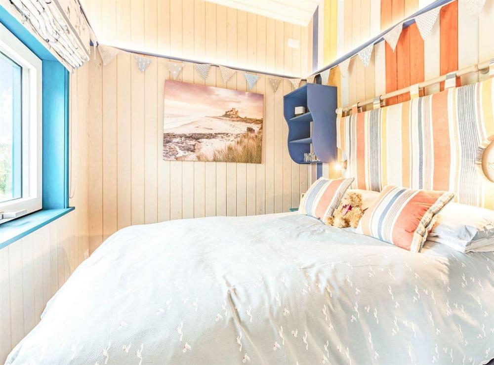 Double bedroom at South Berrington Shepherds Huts- The Beach Hut in Ancroft, near Berwick-upon-Tweed, Northumberland