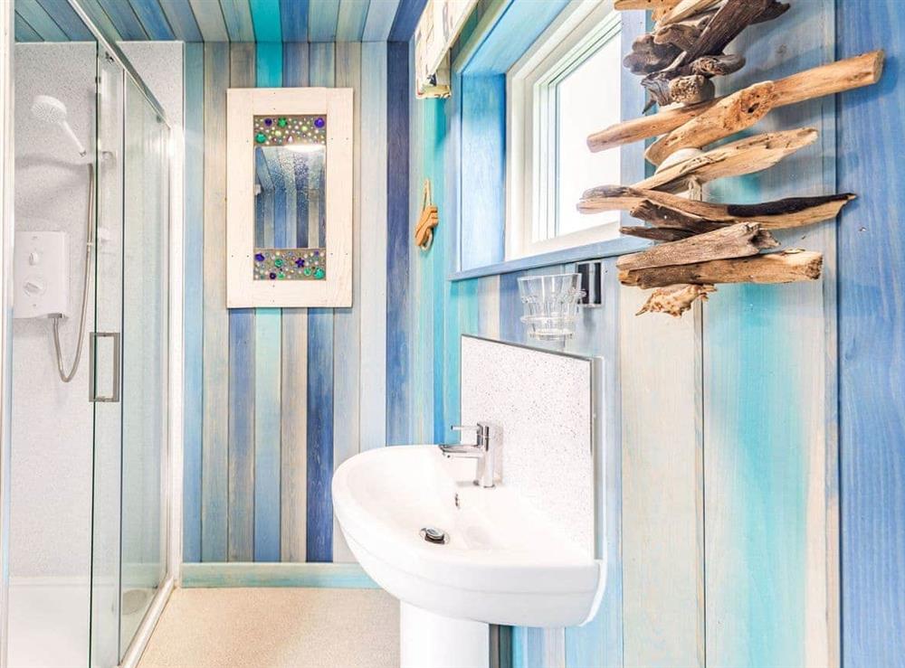 Shower room at South Berrington Shepherds Huts- The Beach Hut in Ancroft, near Berwick-upon-Tweed, Northumberland