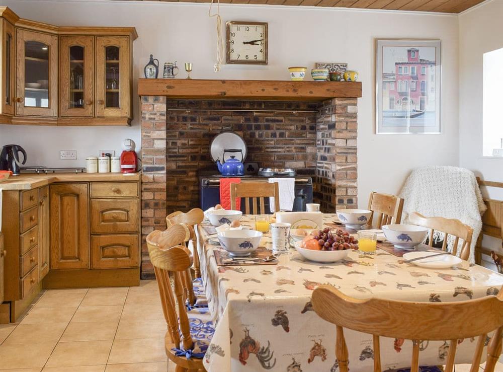 Farmhouse style kitchen with dining area at South House in Lathones, near St Andrews, Fife