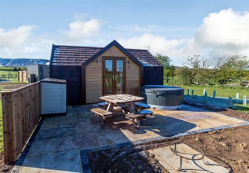 The Carlton and its hot tub at South View Retreat in Great Busby, Yorkshire