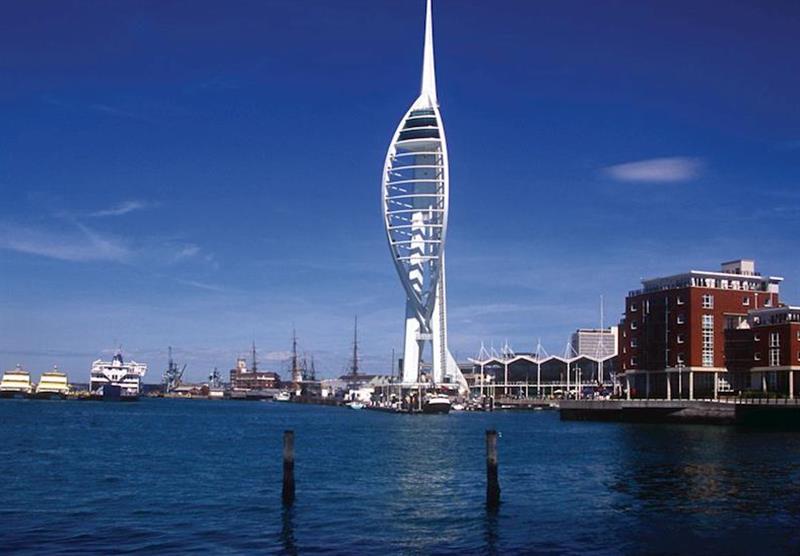 Spinnaker Tower, Portsmouth at Southsea Holiday Park in Hampshire, South of England