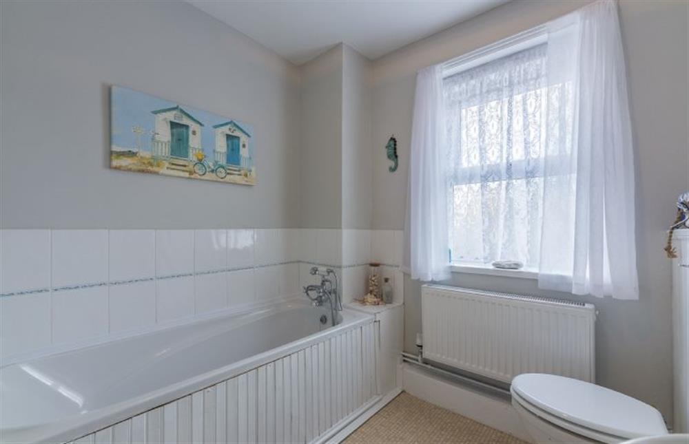 First floor: Bath with hand-held shower at Southvale, Snettisham near Kings Lynn