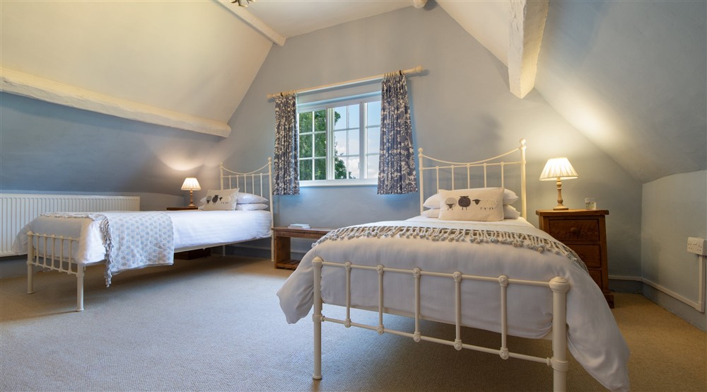 One of the second-floor twin bedrooms at Southwood House Farm in Ticknall, Leicestershire