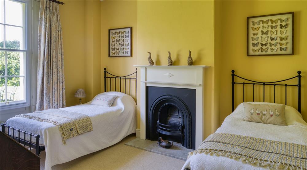 The downstairs twin bedroom at Southwood House Farm in Ticknall, Leicestershire
