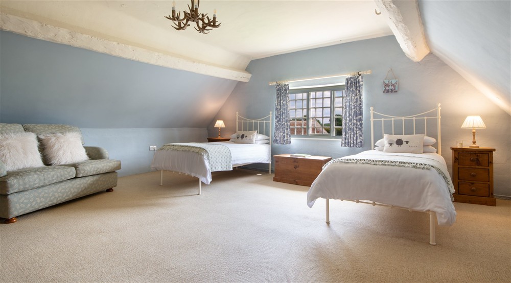 The second-floor twin bedroom at Southwood House Farm in Ticknall, Leicestershire