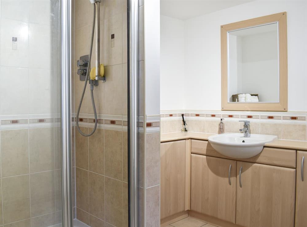 Shower room at Spaniels Cottage in Portland, Dorset