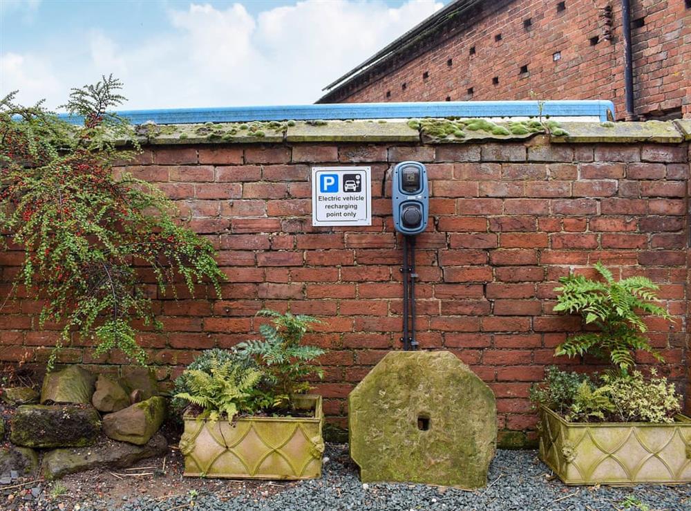 Electric vehicle charging point at Sparrow in Lower Drayton, near Penkridge, Staffordshire