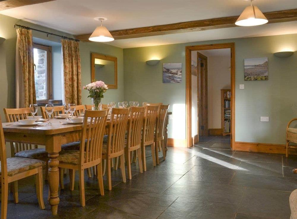 Spacious dining room at Speke’s Retreat in Hartland, Devon