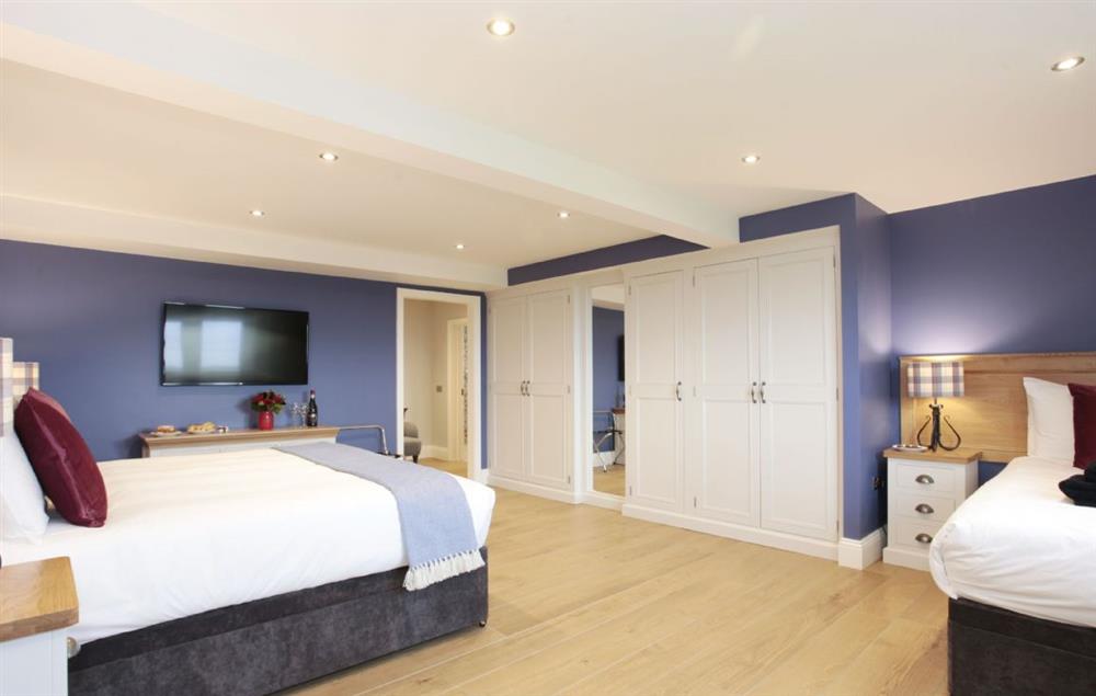 Ground floor: Large bedroom with zip and link bed, one single bed and views at Spicer Manor, Ingbirchworth