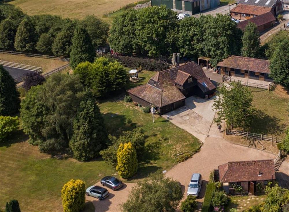 Aerial view at Spilstead Barn in Sedlescombe, England