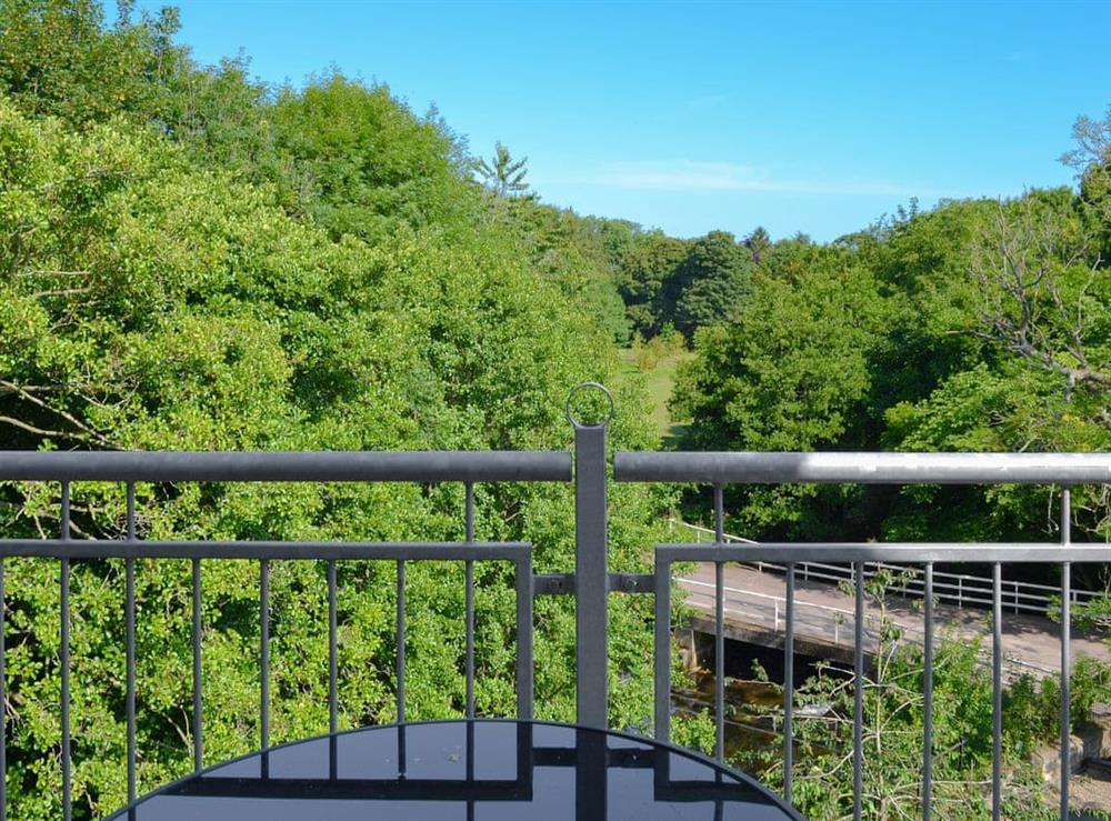 Balcony with views of the surrounding area at Spindlestone Mill Apartments -The Loft in Belford, near Bamburgh, Northumberland