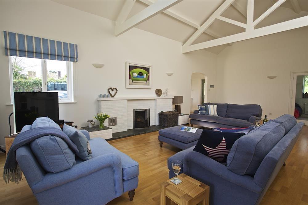 Spacious lounge area with high ceilings at Spindrift in , Thurlestone