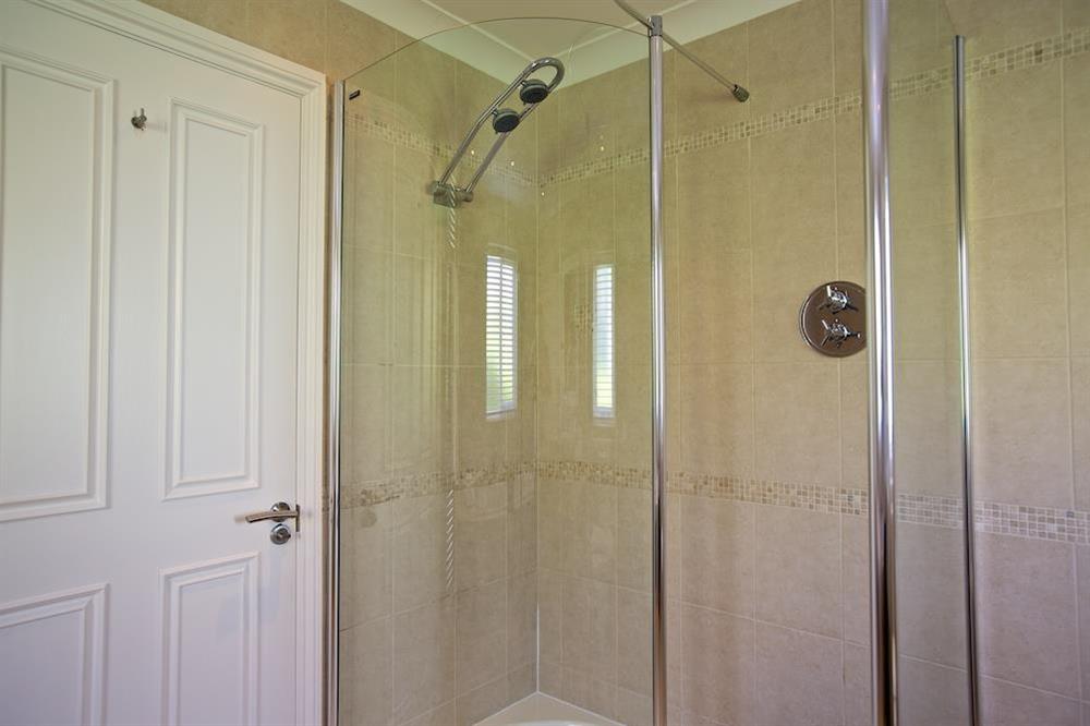 Walk-in shower in the en-suite bathroom at Spindrift in , Thurlestone
