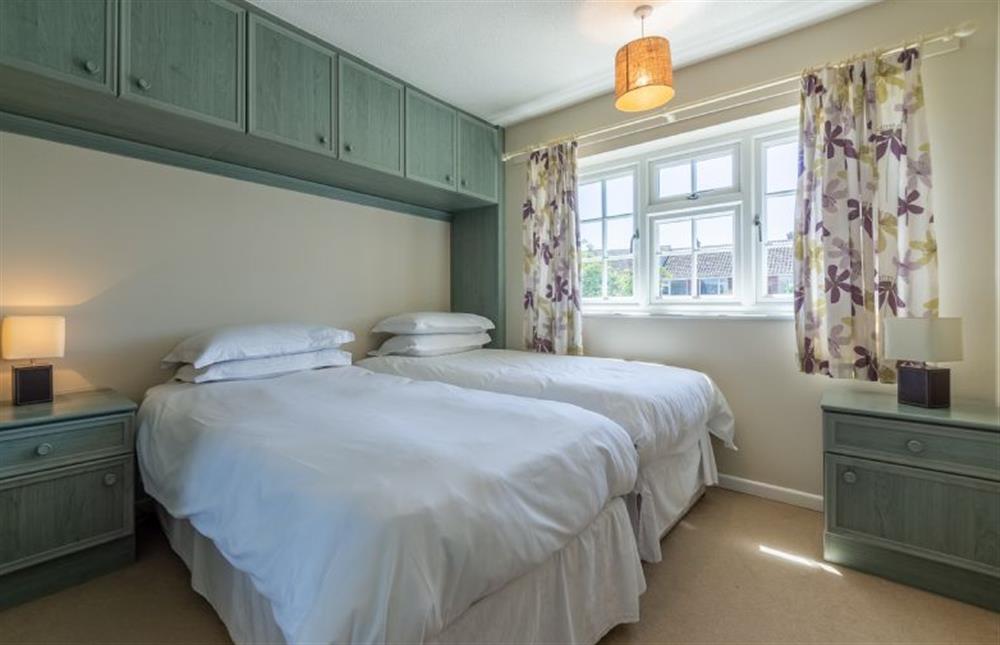 First floor:  Bedroom two, twin bedroom  at Spinnakers, Brancaster Staithe near Kings Lynn