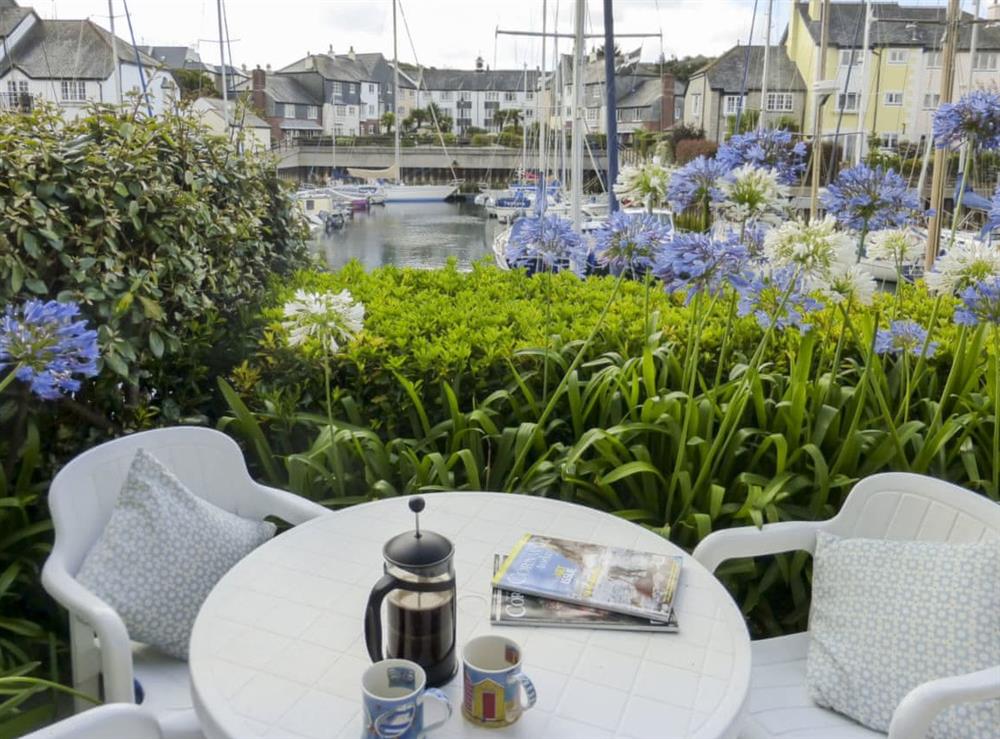 Patio overlooking the Marina at Spinnakers in Falmouth, Cornwall