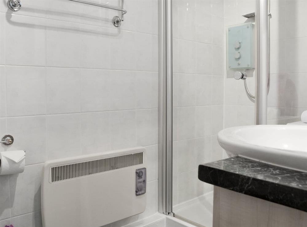 Convenient shower room at Spring Mouse Apartment in Bowness-on-Windermere, Cumbria, England