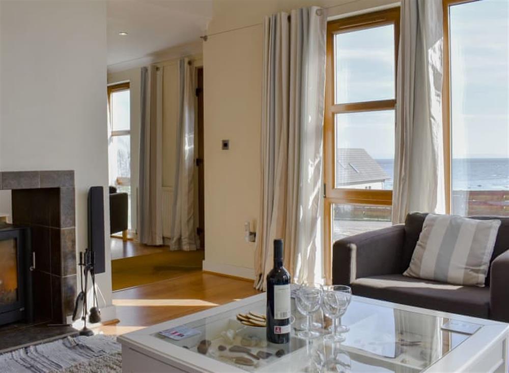 Charming living area with sea views at Springbank in Kildonan, Isle of Arran, Scotland