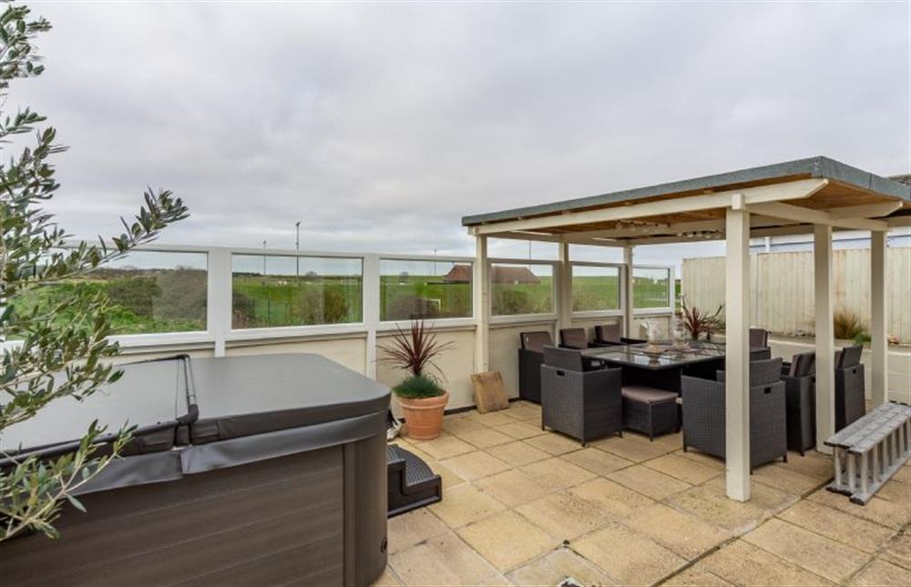 Great views from the roof terrace and hot tub at Springbank, Wells-next-the-Sea