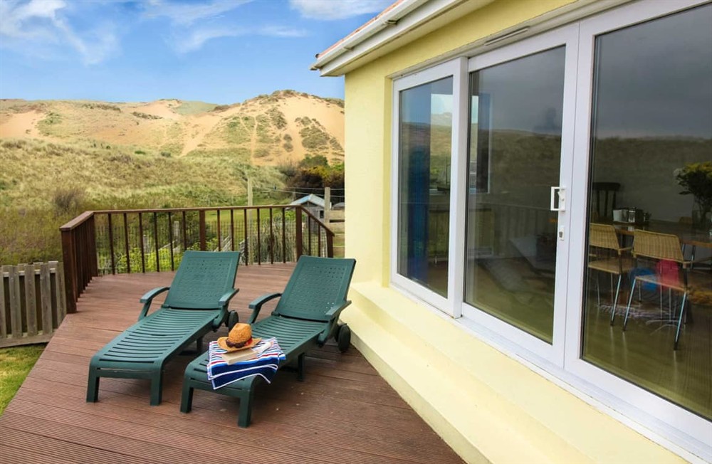 Decking at Springtide in Holywell Bay, Cornwall