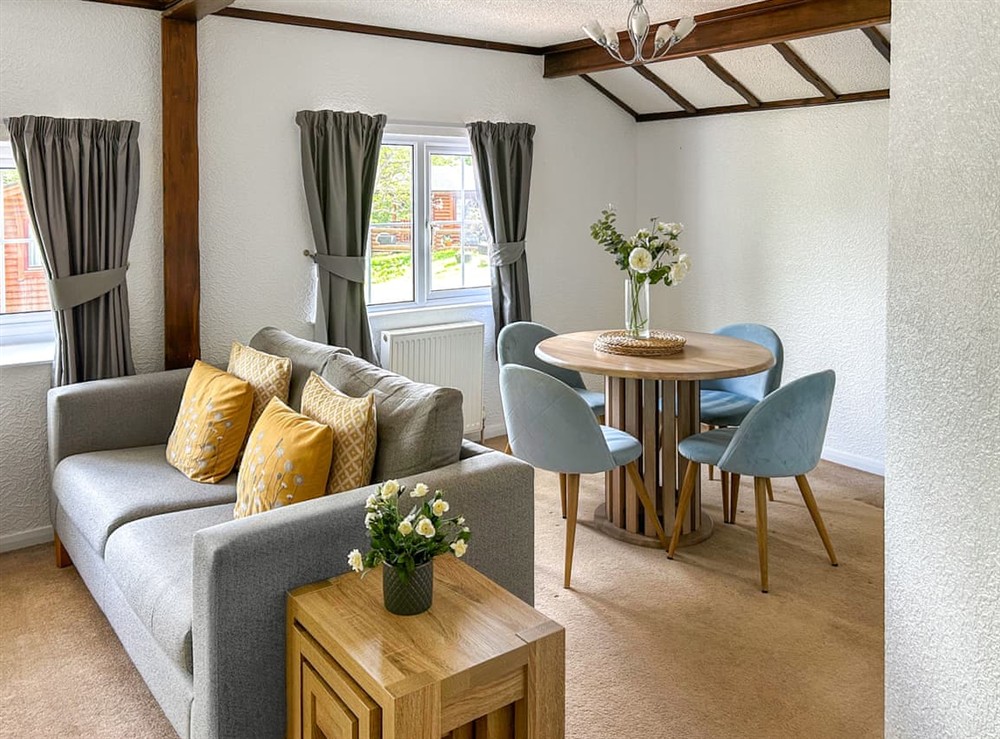 Open plan living space at Squirrel Leap Lodge in Morpeth, Northumberland