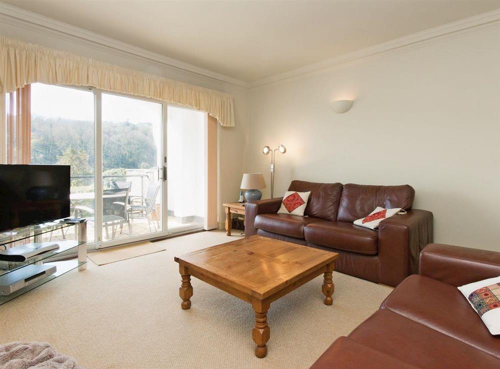 Tastefully furnished living room at St Elmo Court 7 in Salcombe, Devon