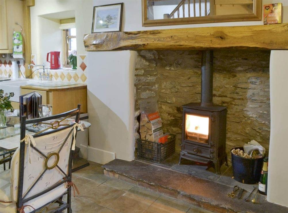 Warming wood burner at St Francis Cottage in Ulpha, Nr Broughton-in-Furness., Cumbria