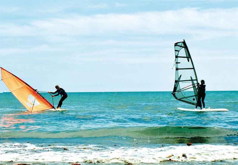Windsurfing at Shanklin at St Helens Holiday Park in Isle of Wight, South of England