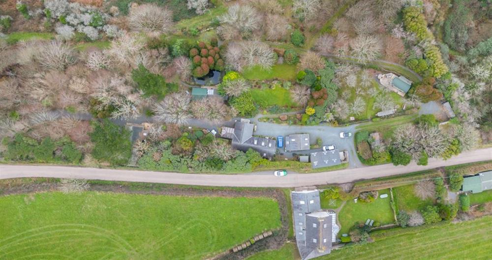 Drone Picture of St Michaels Farmhouse - it's at the bottom of the picture. at St Michaels Farmhouse in Penzance
