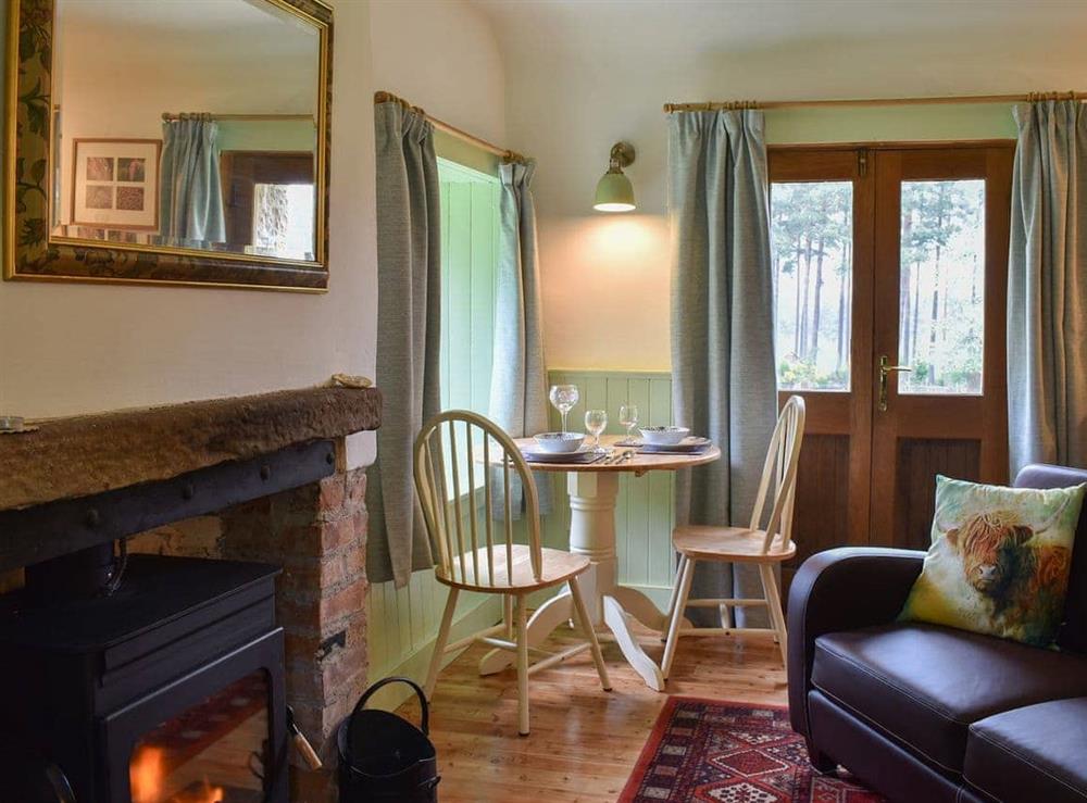 Cosy lounge with wood burner at St Orans in Dunphail, near Forres, Highlands, Morayshire