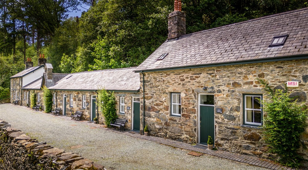 The row of cottages at Stabl Bach in Caernarfon, Gwynedd