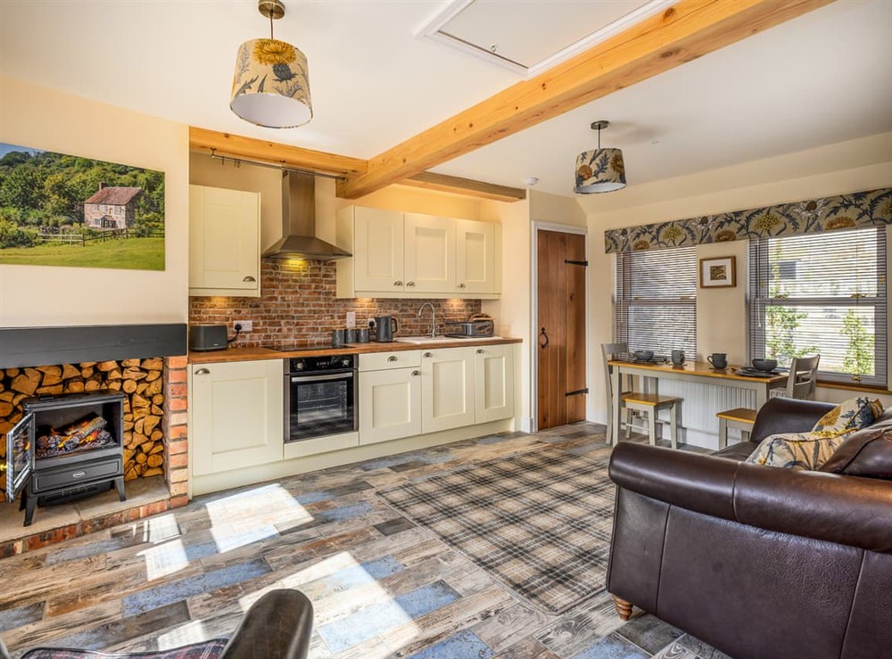 Open plan living space at Stable Cottage in Lathockar, near St Andrews, Fife