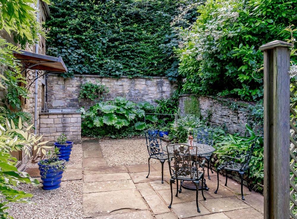 Attractive patio area at Stable Cottage in Uley, near Dursley, Gloucestershire