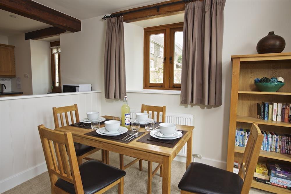 Dining area at Stable End Cottage in Malborough, Nr Salcombe