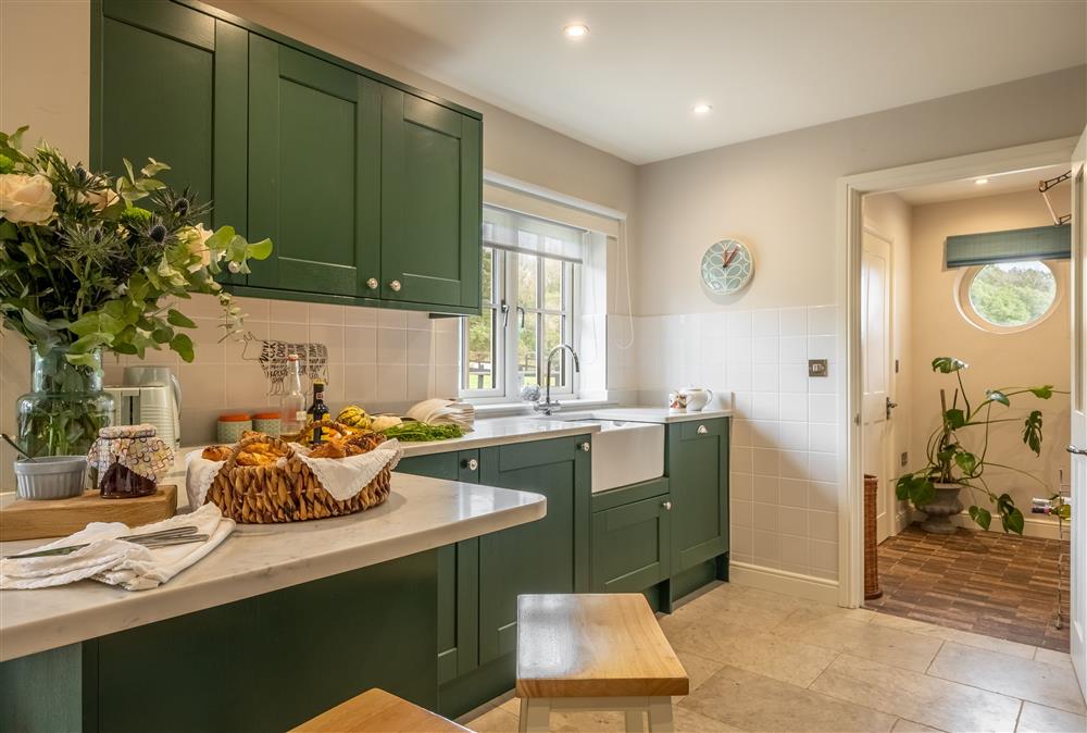 Open-plan kitchen at Stables Cottage, Tilton On The Hill