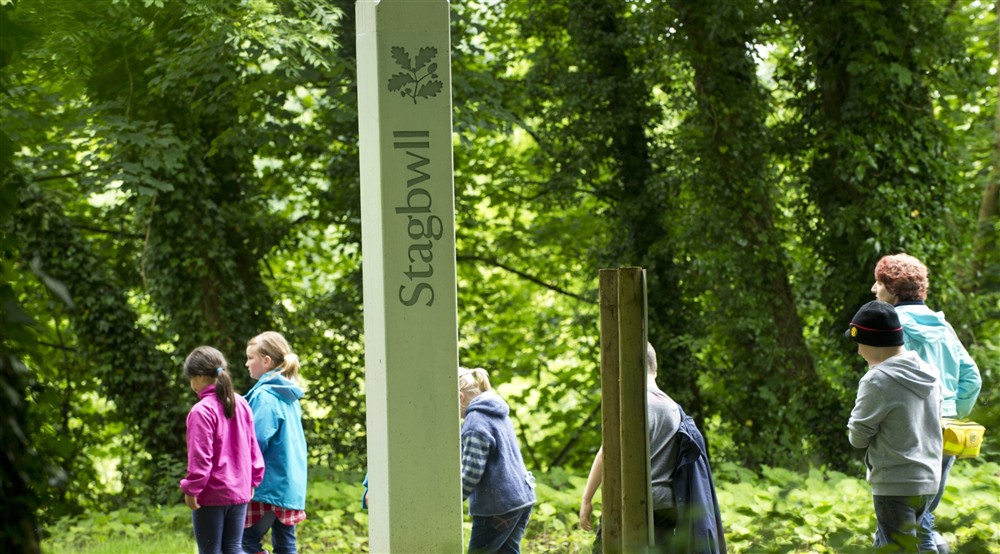 Children on a walk at Stackpole Manor House in Pembroke, Pembrokeshire