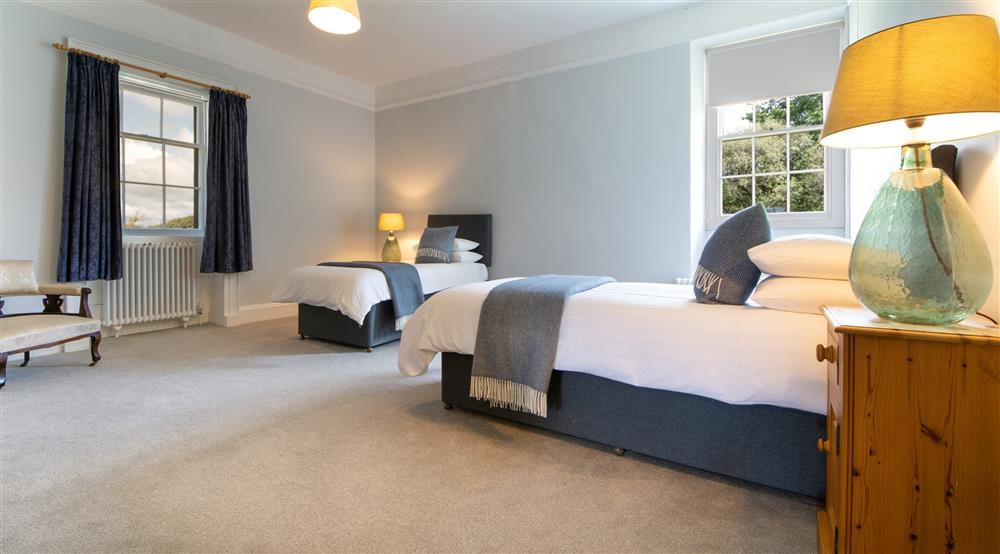 The first twin bedroom at Stackpole Manor House in Pembroke, Pembrokeshire