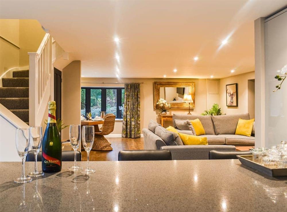 Open plan living space at Stags Cottage in Babcary, Somerset
