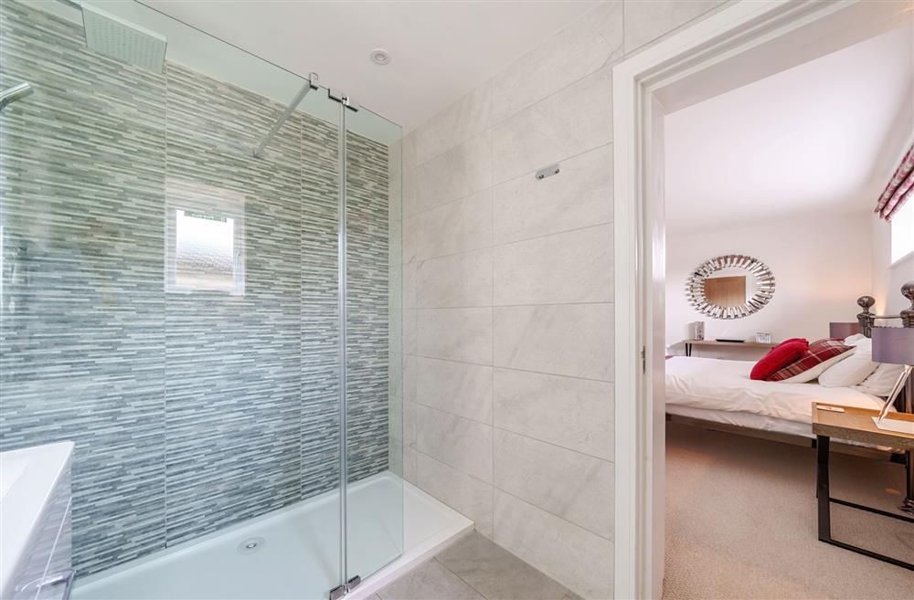Bedroom one’s en-suite shower room at Stags Retreat, Sherborne