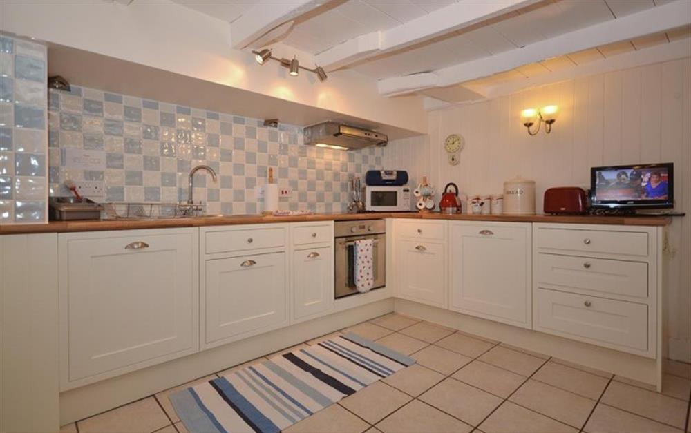 The modern fully equipped kitchen at Star Cottage in Polperro