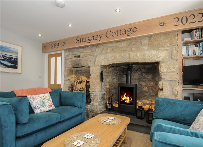 This is the living room at Stargazy Cottage, Praa Sands