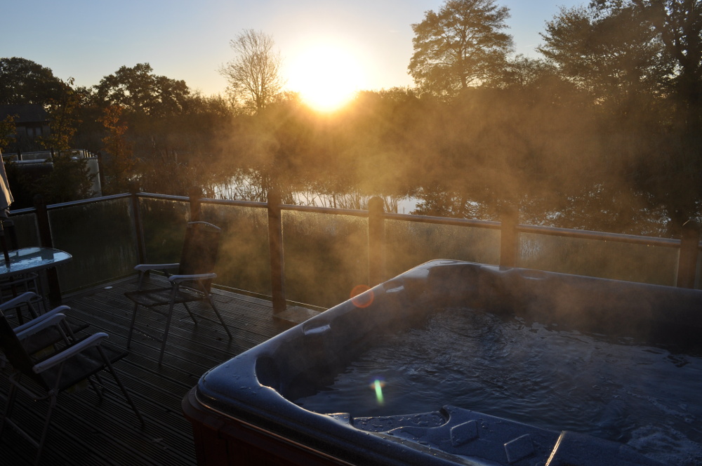 Start the day in the hot tub at Oakwood Lodges