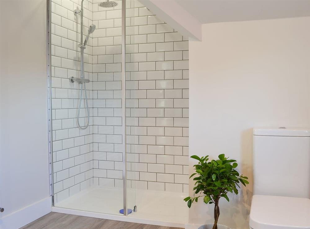 Large bathroom with tiled shower enclosure at The Carriage House, 