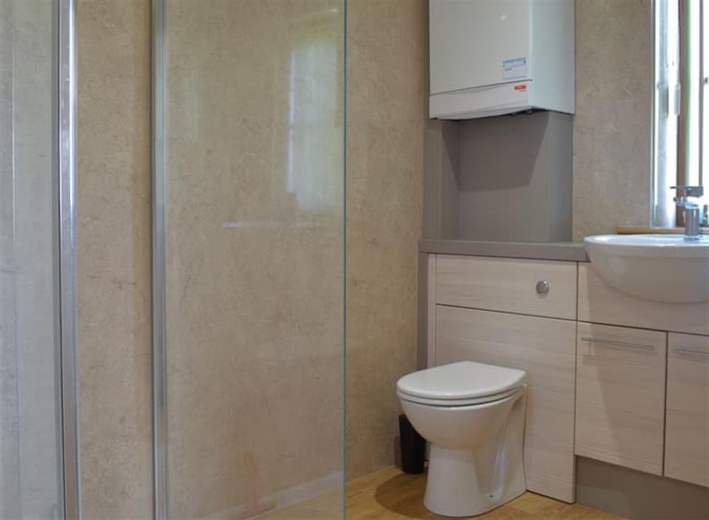 Family shower room with heated towel rail at Stepen Cottage, 