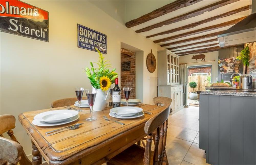 Ground floor: Dining area and back door to garden at Stockmans Cottage, Foulsham near Dereham