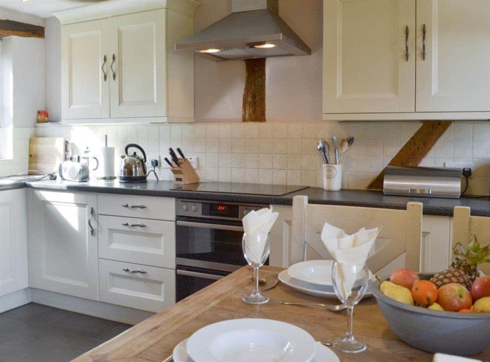 Well-equipped fitted kitchen at Stocks Tree Cottage in Preston Wynne, Herefordshire