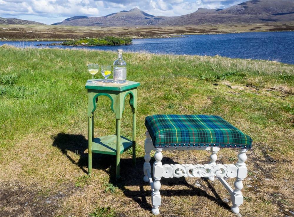 Sitting-out-area with a view at Stoneybridge in Stoneybridge, Isle of South Uist, Outer Hebrides, Scotland