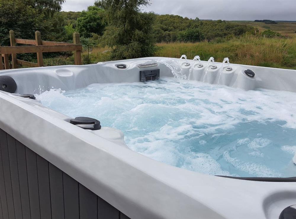 Hot tub at Stonyfield cottage, in Rochester, Northumberland